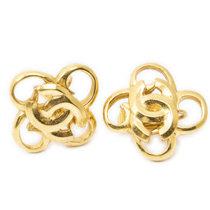 Chanel CC Flower Clip On Earrings